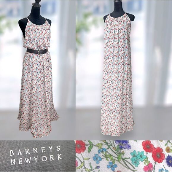 BARNEYS New York 100% Silk Floral Maxi Dress Size 40 - Picture 1 of 15